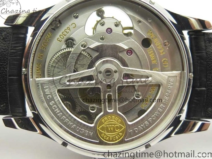 MIROTIME 0714 Popular Portuguese Flying Tourbillon SS Gray Dial 2 Sub Dials on Black Leather Strap 7159
